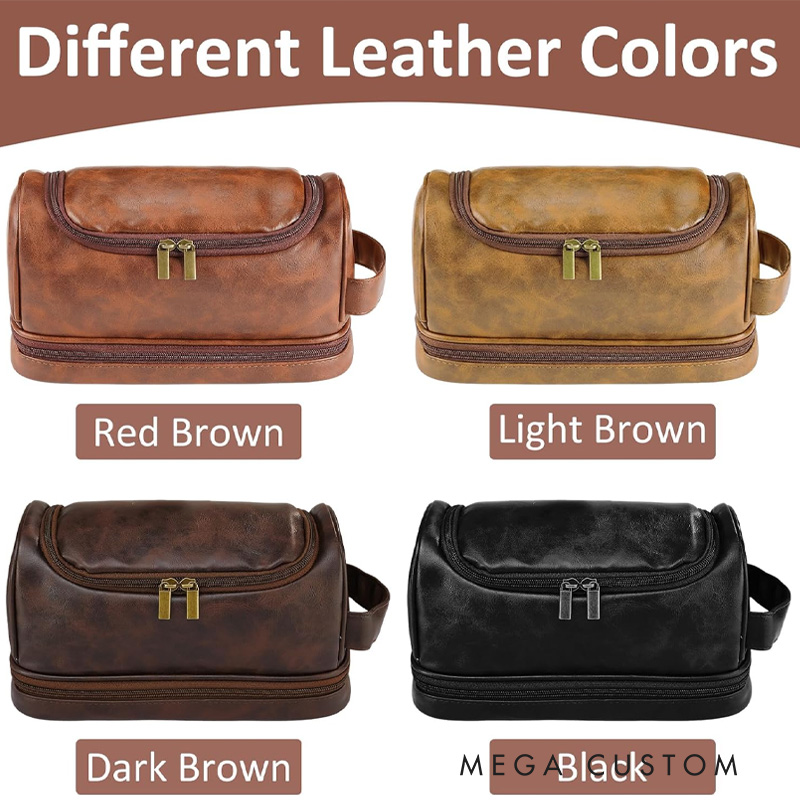Personalized Travel Toiletry Bag Leather Bag for Travel Lover Gift for Him