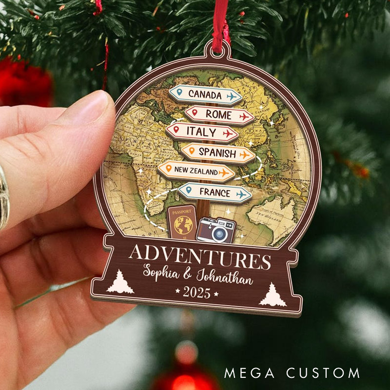 Personalized Adventure Ornament Travel Destination Travel Ornament Travel Christmas Keepsake