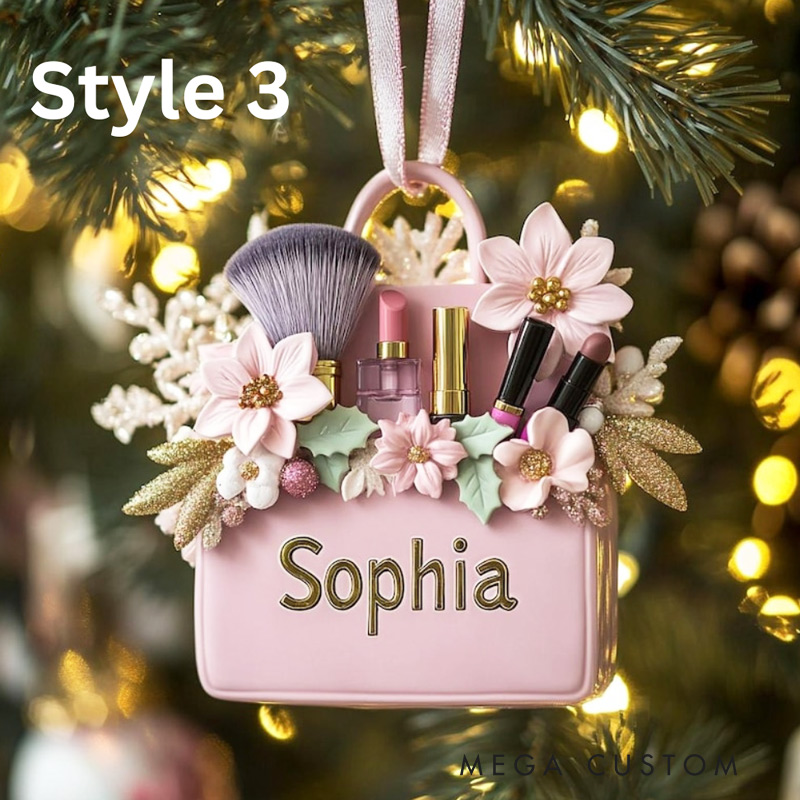 Personalized Makeup Christmas Ornament Beauty Brush Tree Decor With Name Gift For Makeup Lovers