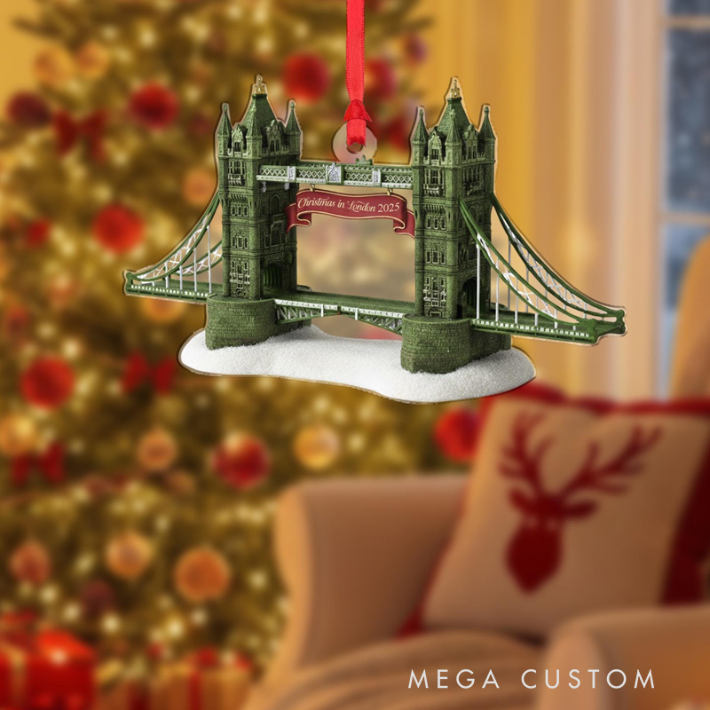 Personalized London Tower Bridge Christmas Ornament Travel Souvenir Tree Decor Gift for Travel Lovers