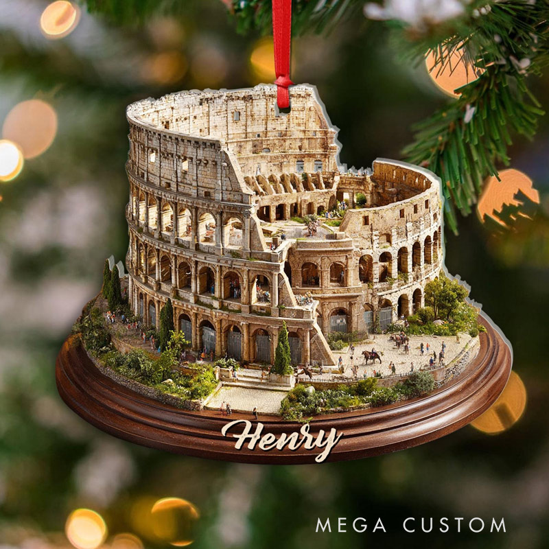 Personalized Italy Acrylic Ornament Colosseum Rome Christmas Ornament Custom Name Travel Souvenir