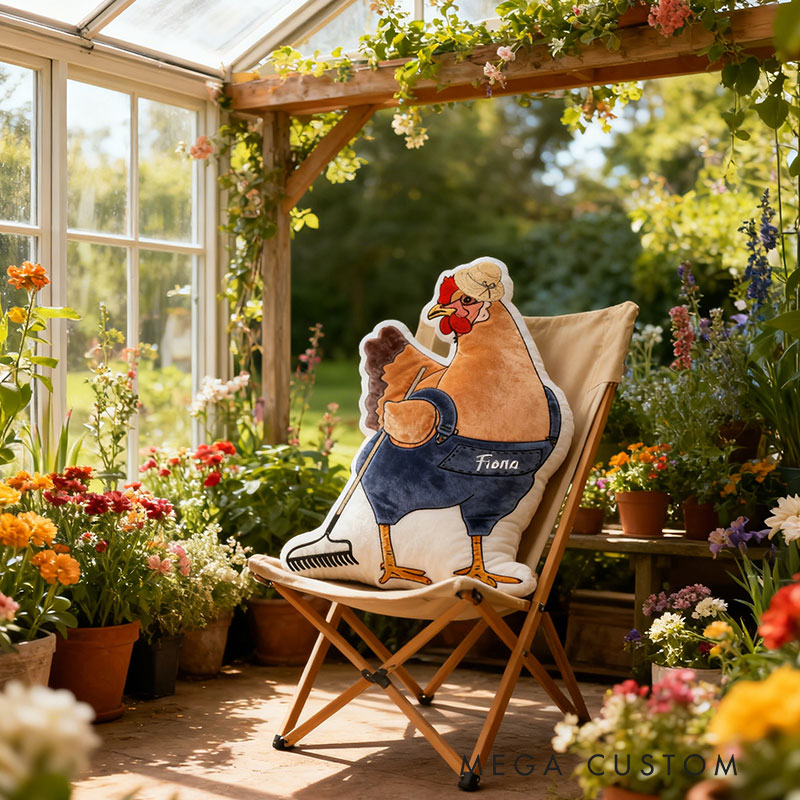 Personalized Garden Chicken Pillow with Custom Name Graphic 3D Print Garden Chicken Pillow for Gardening Lovers