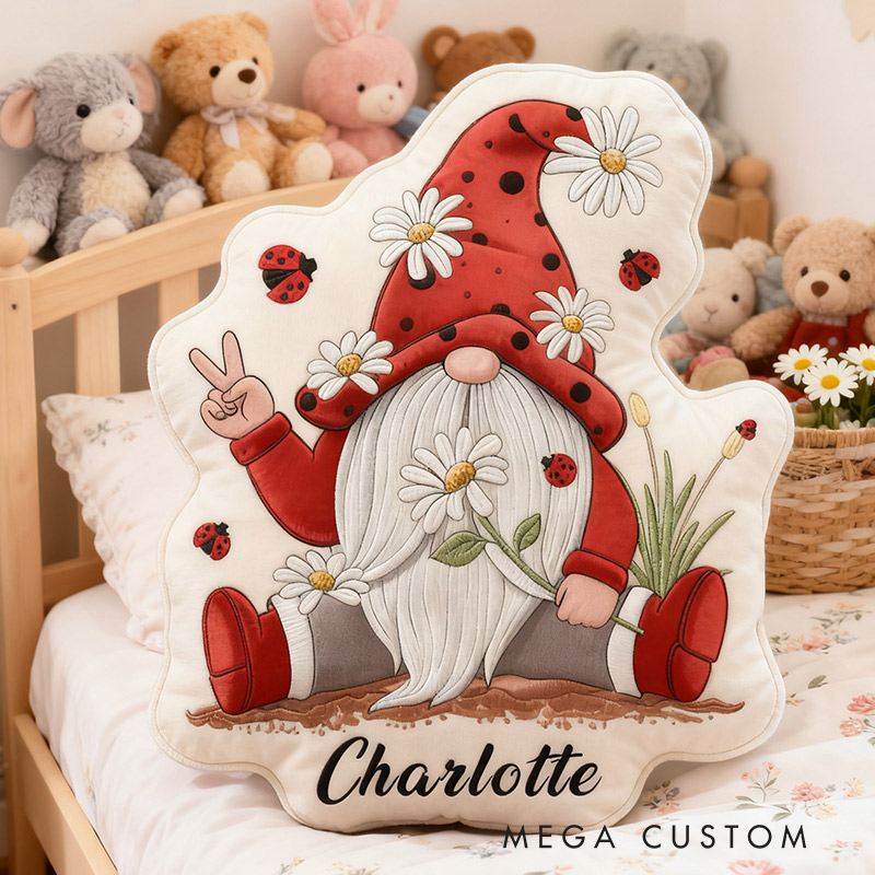 Personalized Garden Gnome Pillow with Custom Name Graphic 3D Print Daisy Garden Gnome Pillow for Gardening Lovers