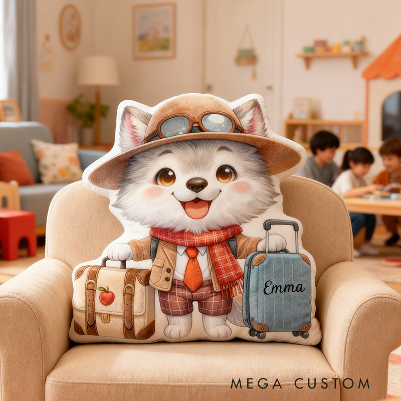 Personalized Puppy Travel Pillow Graphic 3D Print Cute Puppy Suitcase Pillow Travel Souvenirs for Travel Lovers