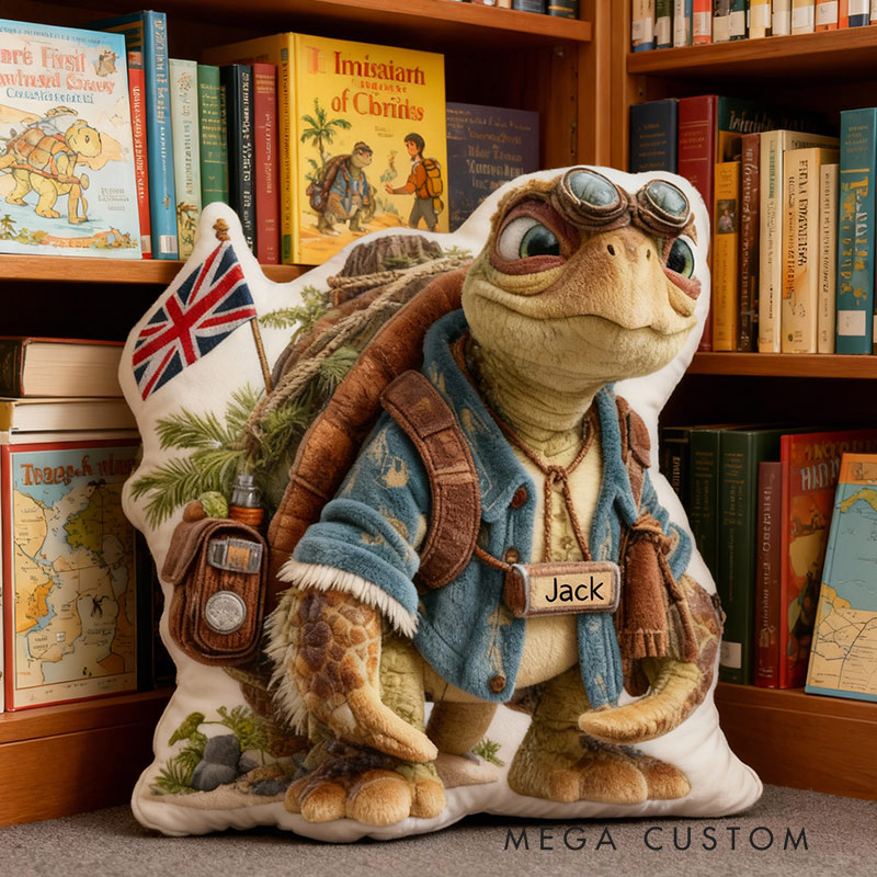 Personalized United Kingdom Travel Pillow Graphic 3D Print Turtle Backpack Trip Pillow Travel Souvenirs for Travel Lovers