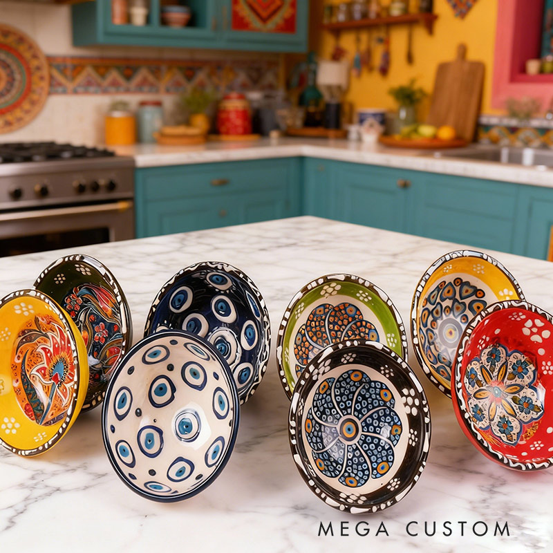 Personalized Ceramic Bowl Bohemian Style Bowl with Custom Name Engraving Gift for Pottery Ceramic Enthusiasts