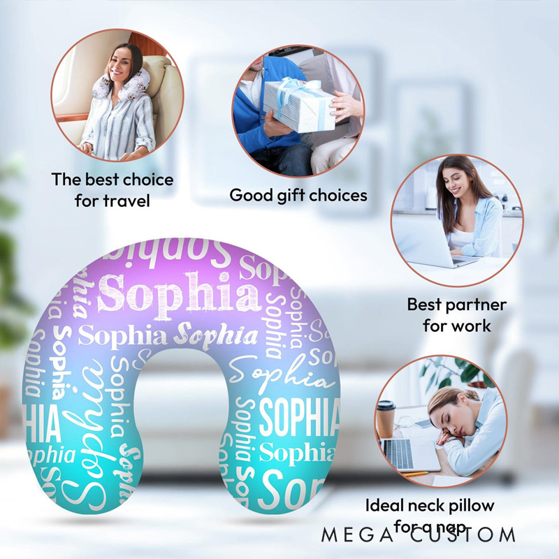 Personalized Neck Pillows Travel Accessories with Custom Name Perfect Gift for Travel Lovers