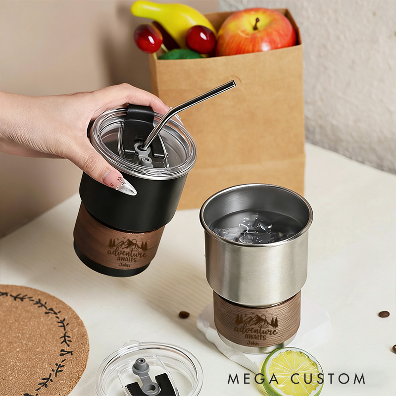 Personalized Travel Cup Stainless Steel Cup Coffee Cup Adventure Awaits with Name Gift for Travel Lovers