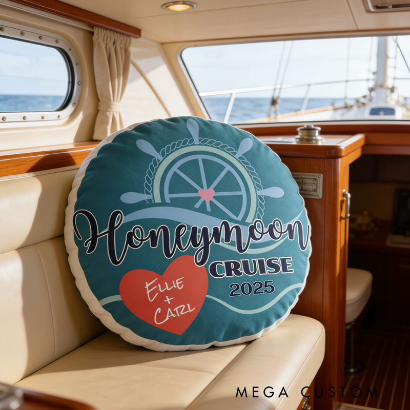 Personalized Honeymoon Cruise Pillow Graphic 3D Print Couples Honeymoon Trip Valentine's Day Vacation Date for Travel Lovers