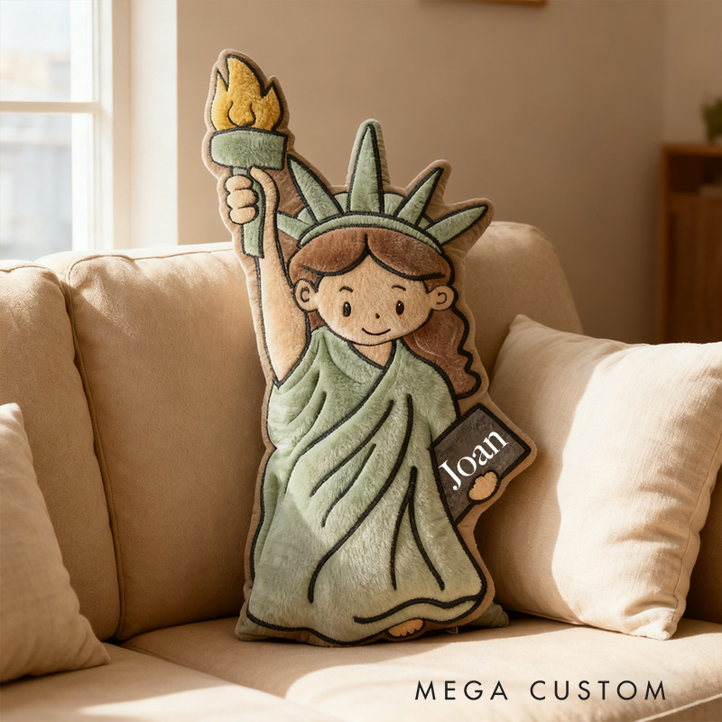 Personalized Funny Pillow Christmas Graphic 3D Print Statue of Liberty Customized Name Gift for Travel Lovers