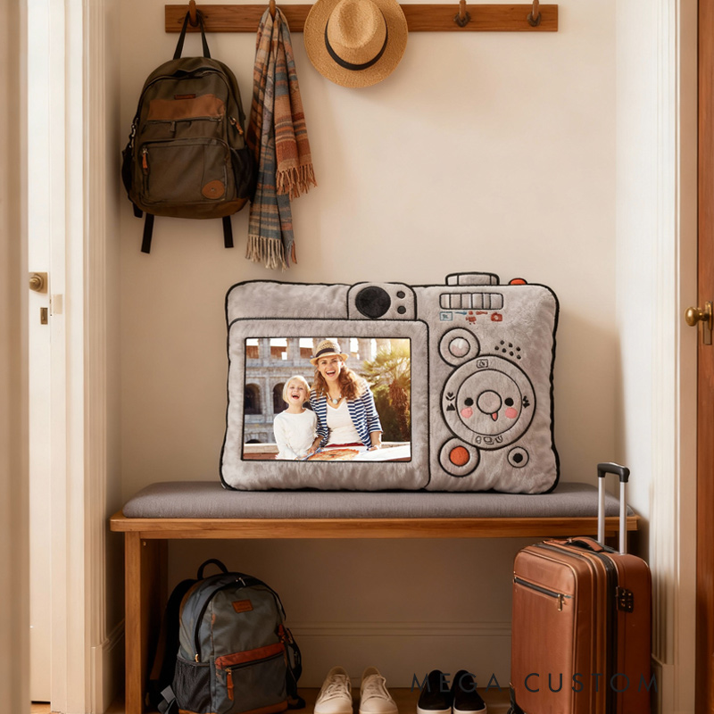 Personalized Camera Pillow Graphic 3D Print Custom Photo Travel Souvenirs for Travel Lovers