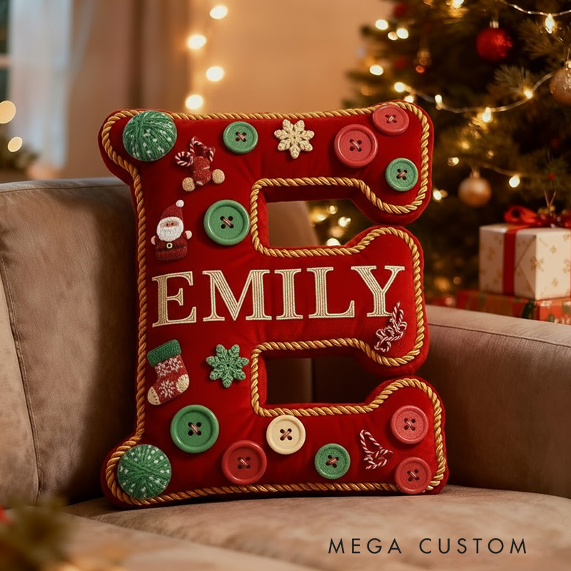 Personalized Knitting Letter Pillow Graphic 3D Print  Yarn Ball Button and Custom Name Pillow for Knitting Lovers