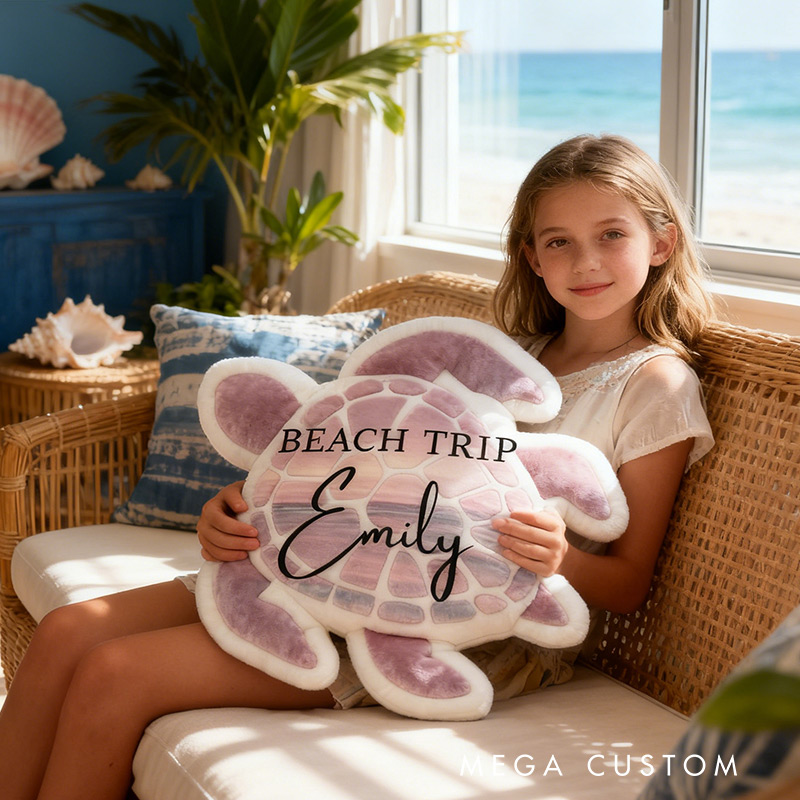 Personalized Sea Turtle Pillow Graphic 3D Print Beach Trip Pillow for Travel Lovers