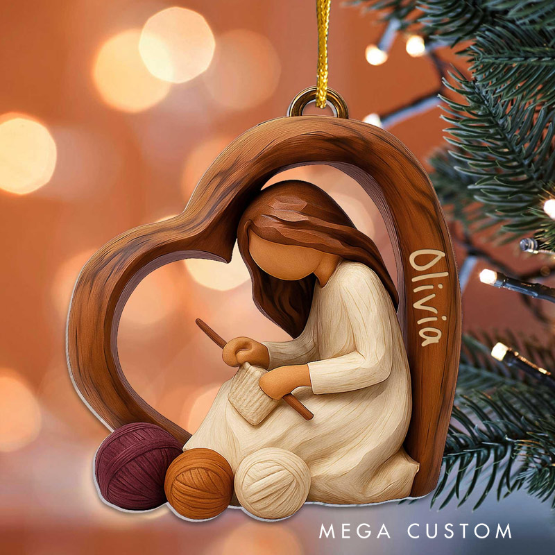 Personalized Crochet Lovers Ornament Just A Girl Who Loves Knitting Christmas Ornament Gift For Crocheters