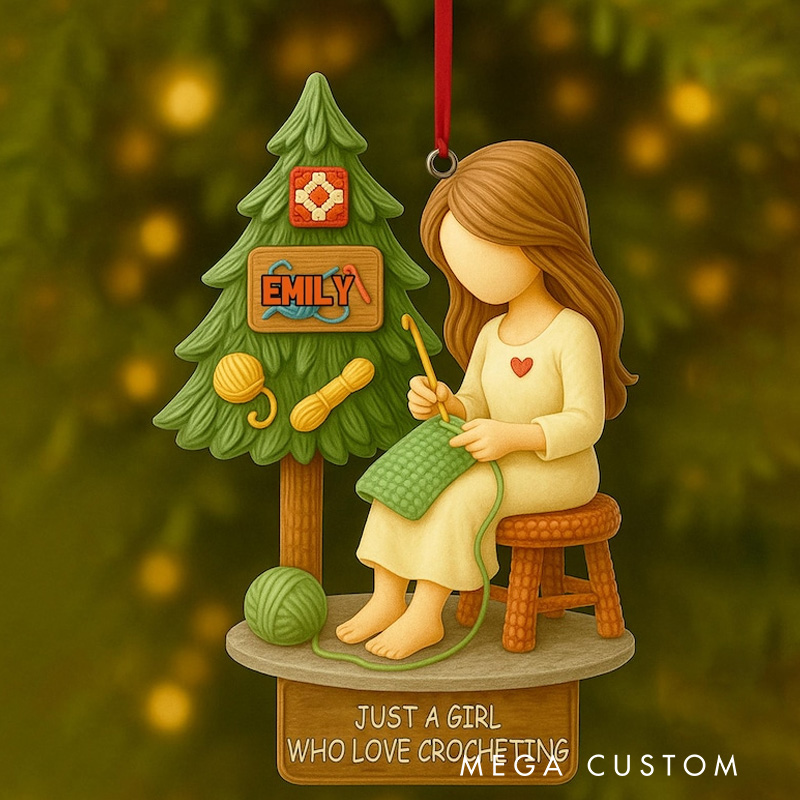 Personalized Crochet 2D Flat Ornament Craft Room Decoration Gift for Knitter