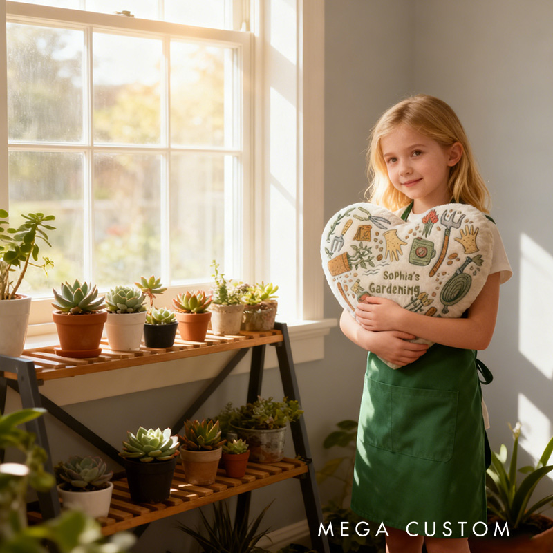 Personalized Heart-shaped Pillow Graphic 3D Print Gardening Items Pillow for Gardening Lovers