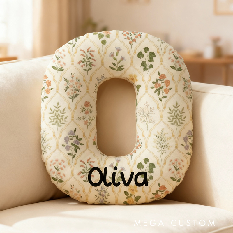 Personalized Floral Letter Pillow Graphic 3D Print Gardening Flowers and Custom Name Pillow for Gardening Lovers
