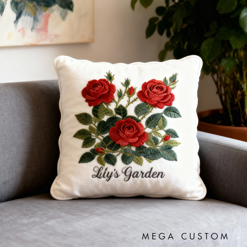 Personalized Roses Pillow Graphic 3D Print Roses and Custom Name Garden Pillow for Gardening Lovers