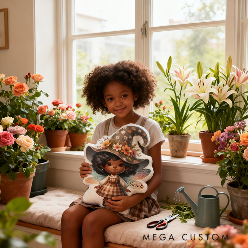 Personalized Garden Fairies Pillow Graphic 3D Print Flower Garden Fairy Custom Name Pillow for Gardening Lovers