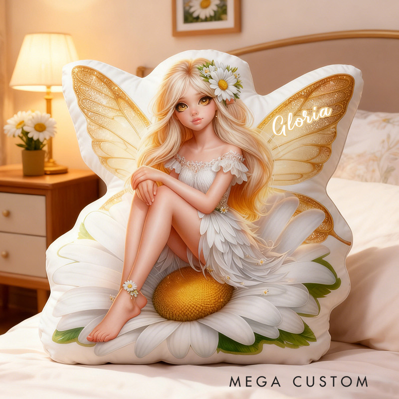 Personalized Garden Fairies Pillow Graphic 3D Print Daisy Garden Fairy Custom Name Pillow for Gardening Lovers