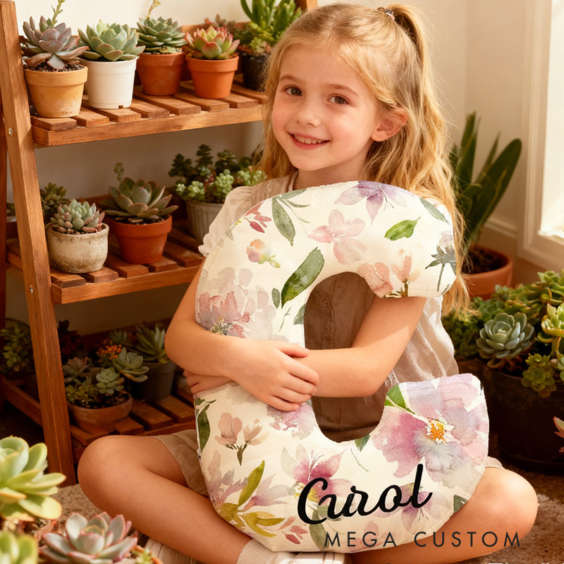 Personalized Flowers Letter Letter Pillow Graphic 3D Print Flowers Custom Name Pillow for Gardening Lovers