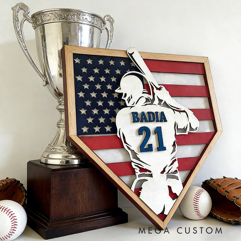 Personalized Baseball Name Sign 3D Baseball Plaque Gift for Baseball Lovers