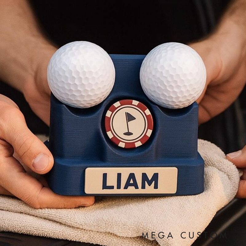 Personalized Golf Ball Poker Chip Display 3D Printed Name Desk Holder Gift for Golf Lovers