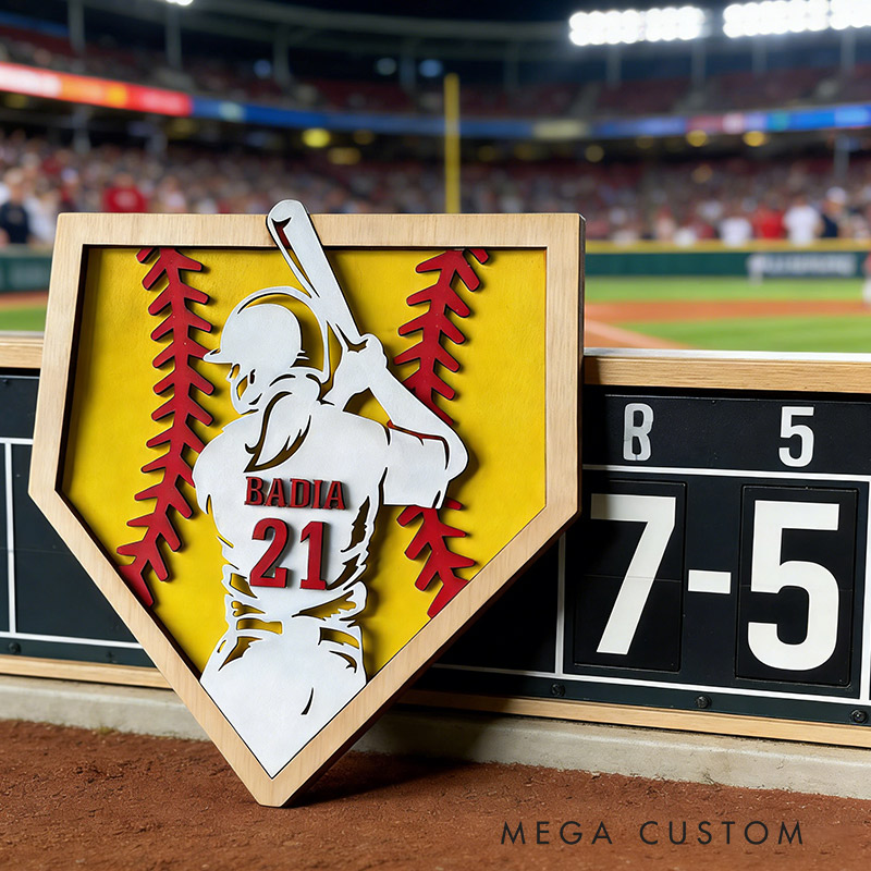 Personalized Softball Name Sign 3D Softball Plaque Gift for Softball Lovers Softball Girls