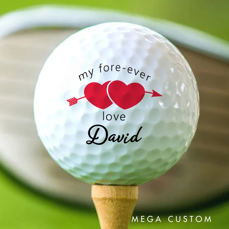 Personalized Fun Red Kiss Lip Shaped Heart Golf Balls Valentine's Day Anniversary Gift for Golf Loving Couples