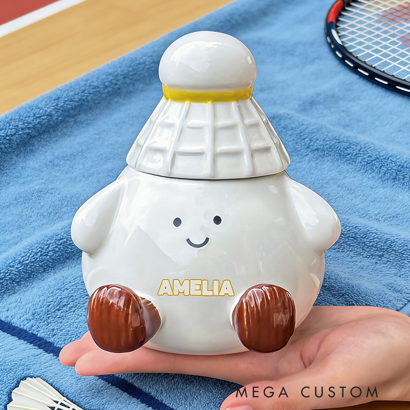 Personalized Badminton Mug Cute Badminton Coffee Cup with Custom Name Gift for Badminton Lovers