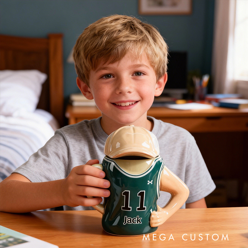 Personalized Jersey Ceramic Mug Basketball Player Jersey Custom Name Gift for Sport Lovers