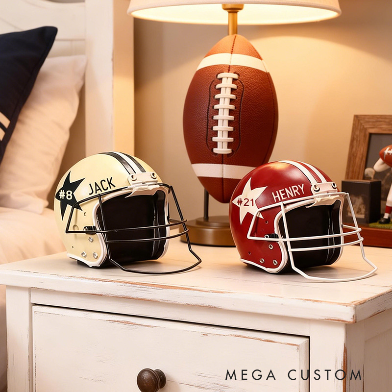 Personalized Football Helmet Display Custom Name and Number Gift for Football Lovers