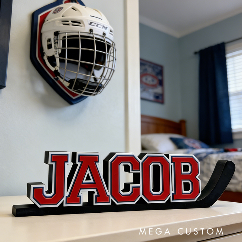 Personalized Ice Hockey Name Sign Featuring Custom Name