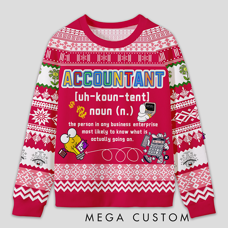 Personalized Energetic Accounting Funny Ugly Sweater Office Holiday Party Gift for Finance Pros
