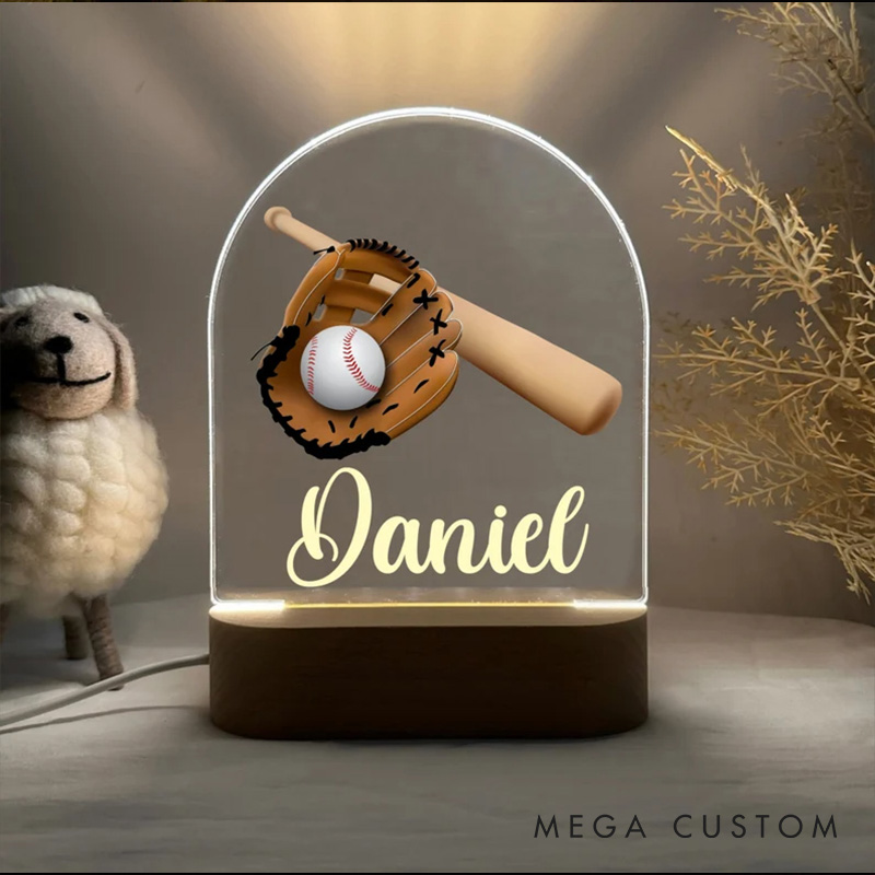 [Copy]Personalized Baseball Design LED Night Light with Custom Name for Fans