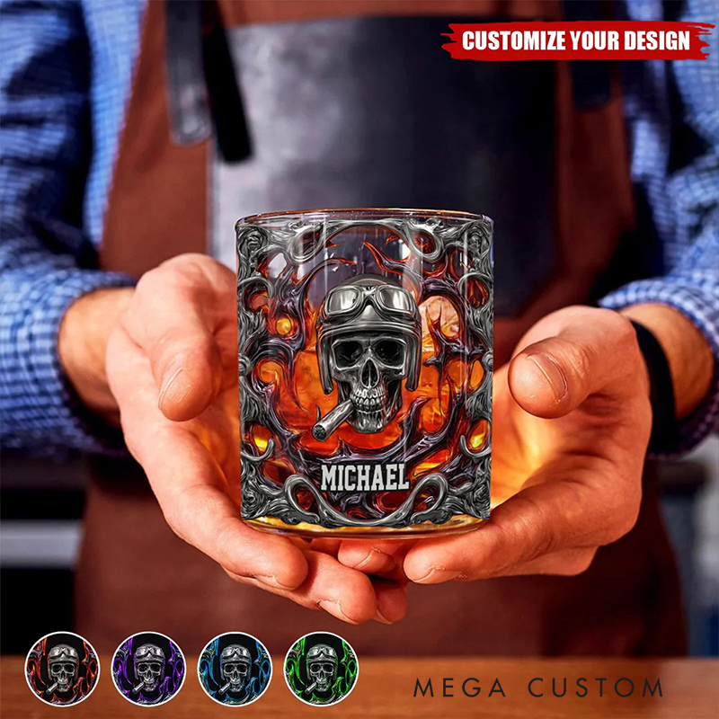 Personalized Motocross Racer Whiskey Glass Ride Or Die Design Rock Tumbler Gift for Motocross Racers and Motorcycle Lovers