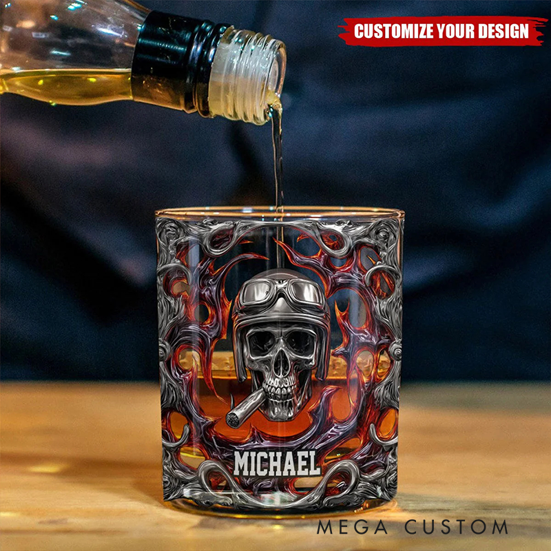 Personalized Motocross Racer Whiskey Glass Ride Or Die Design Rock Tumbler Gift for Motocross Racers and Motorcycle Lovers
