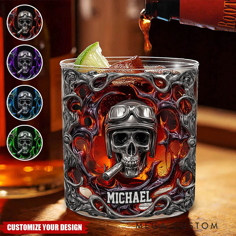 Personalized Motocross Racer Whiskey Glass Ride Or Die Design Rock Tumbler Gift for Motocross Racers and Motorcycle Lovers