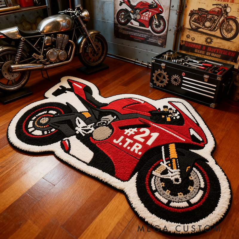 Personalized Motorcycle Rug with Custom Name and Number Design for Bikers and Motorcycle Fans