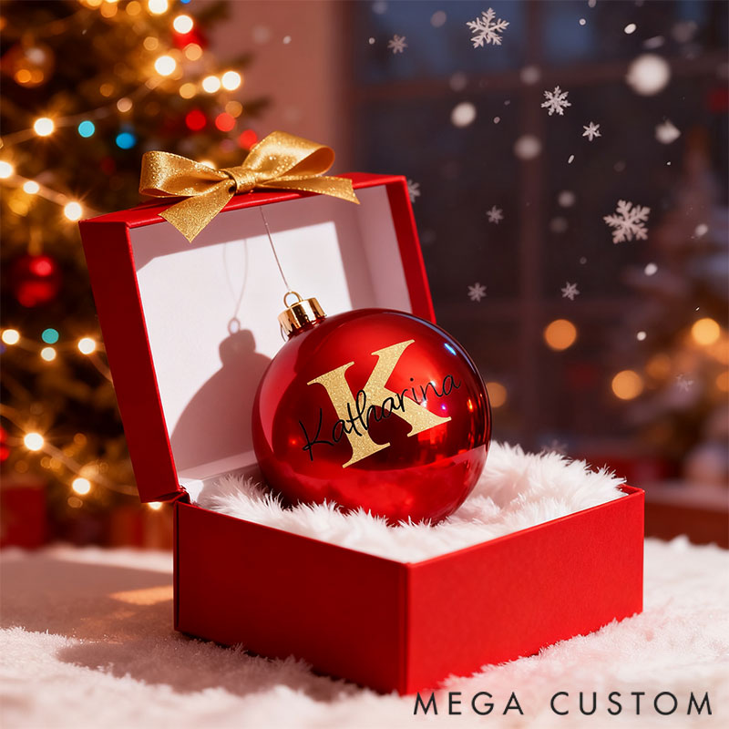 Personalized Stylishly Personalized Christmas Bauble with Initial letter for Family