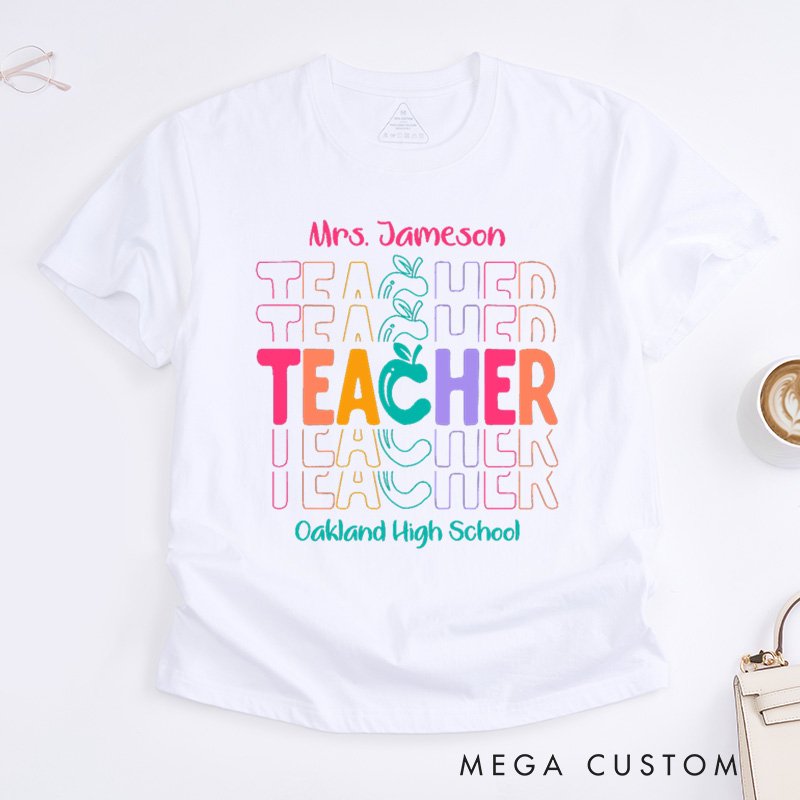 Personalized Teacher T-Shirt Colorful Teachers Design Appreciation Gift for Teachers