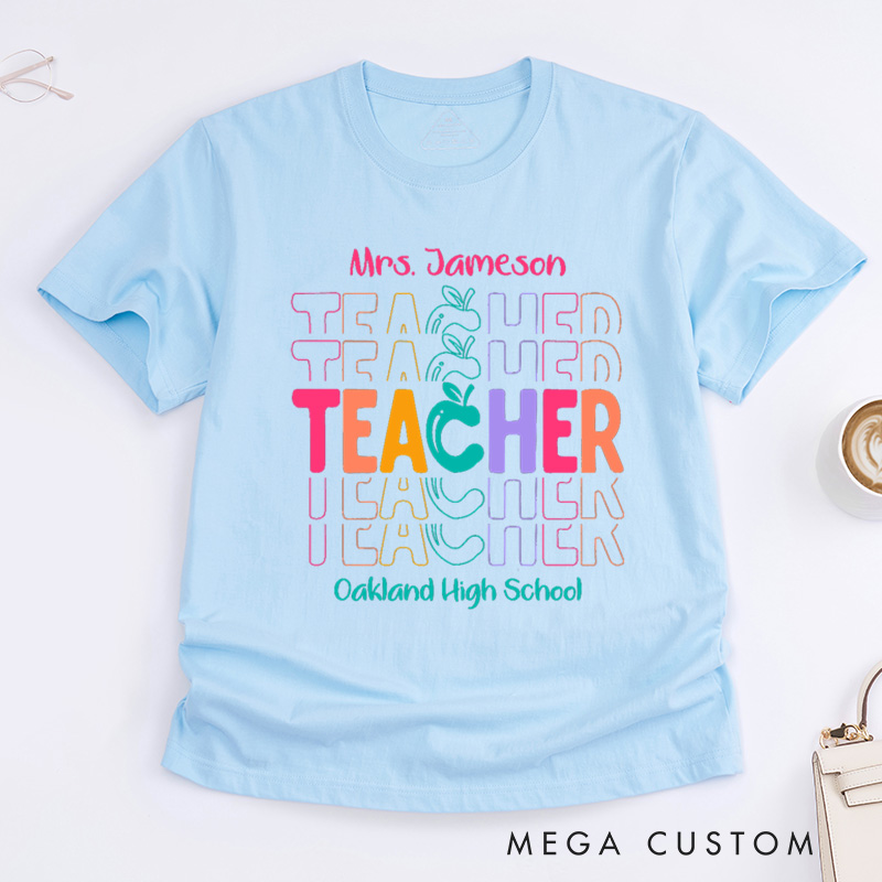 Personalized Teacher T-Shirt Colorful Teachers Design Appreciation Gift for Teachers