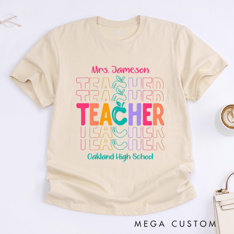 Personalized Teacher T-Shirt Colorful Teachers Design Appreciation Gift for Teachers