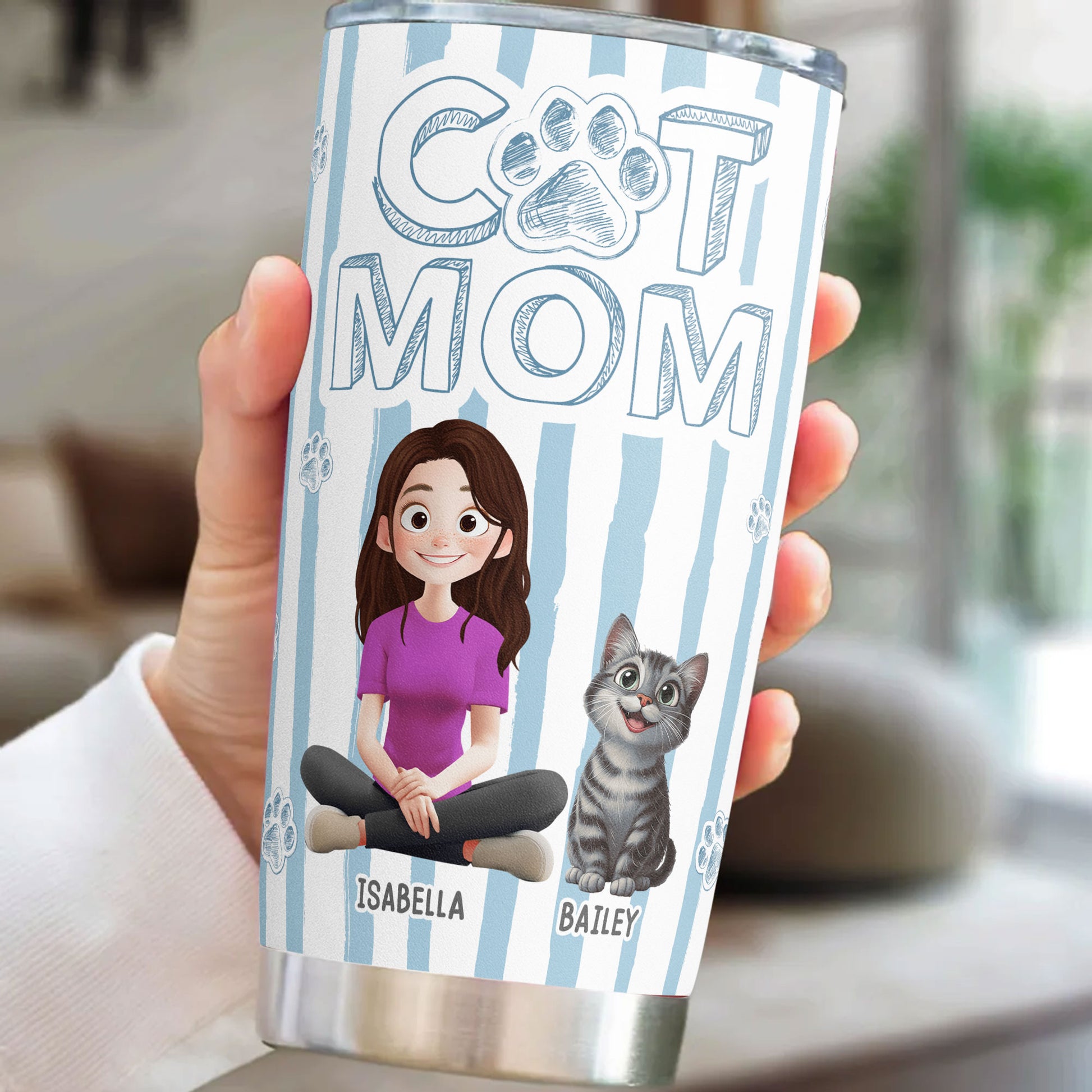 Personalized Pet Lover Dog Mom Cat Mom 20oz Tumbler