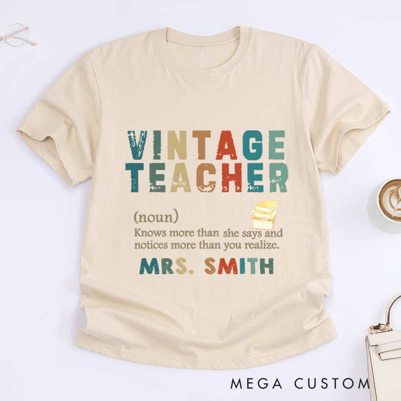 Personalized Teacher T-Shirt Vintage Teacher Design Appreciation Gift for Teachers