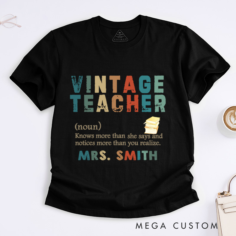 Personalized Teacher T-Shirt Vintage Teacher Design Appreciation Gift for Teachers