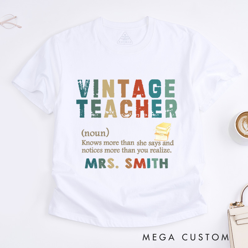 Personalized Teacher T-Shirt Vintage Teacher Design Appreciation Gift for Teachers