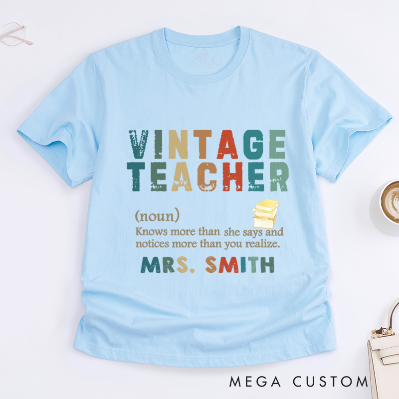 Personalized Teacher T-Shirt Vintage Teacher Design Appreciation Gift for Teachers