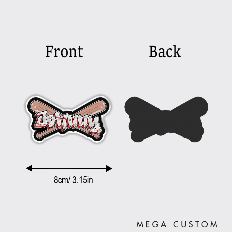 Personalized Athletic Fridge Magnet with Graffiti-Style Text and Baseball Bats