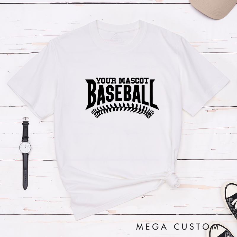 Personalized Baseball T-Shirt with Custom Mascot Name and Classic Stitch Design